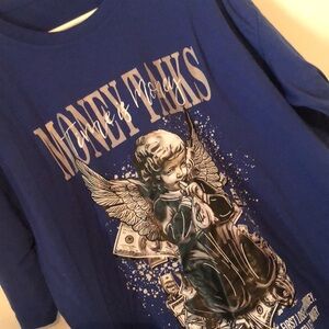 Men’s blue Romwe Y2k money talks short sleeve T-shirt
